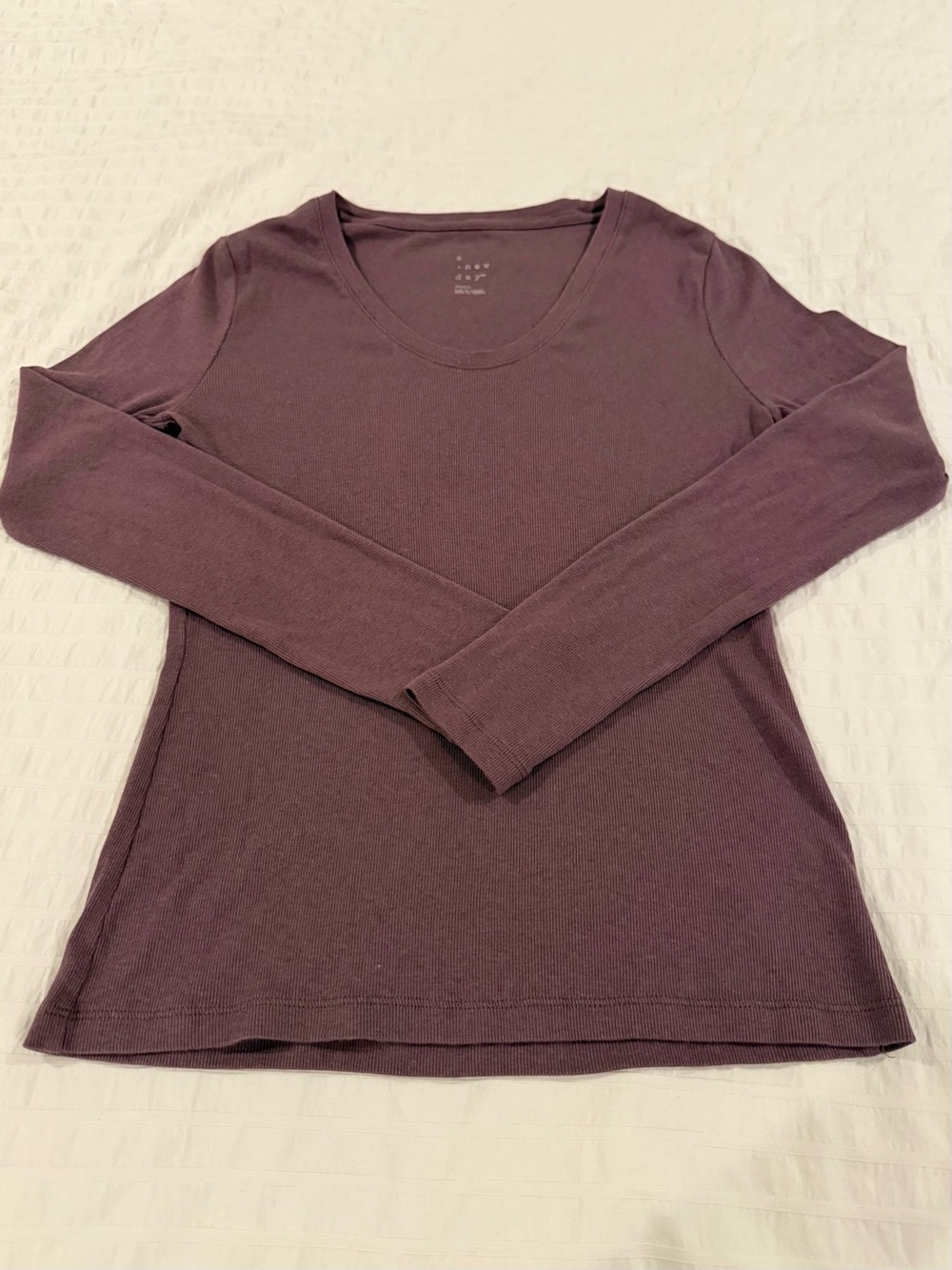A New Day Plum Long Sleeve Scoop Neck Top